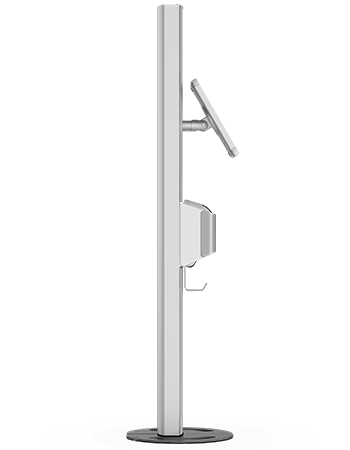 Side view Sprocket T-Print 15 iPad floor stand white silver