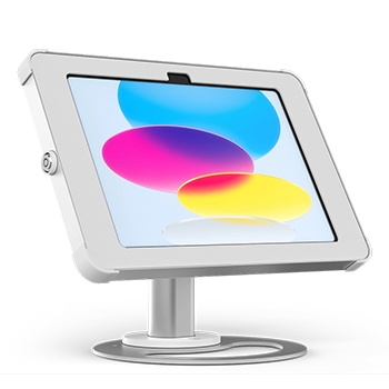 Sprocket Base white iPad desk stand front view