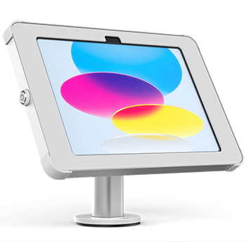 Sprocket Fixed Desk white iPad desk stand front view