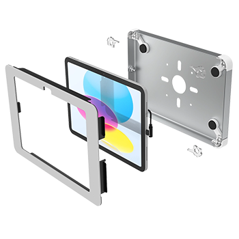 Side profile Sprocket X-Vesa iPad wall enclosure white silver